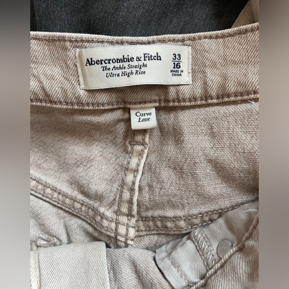 Abercrombie & Fitch Curve Love ankle straight jeans, khaki, size 33 - Picture 4 of 7